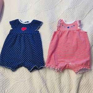 Patriotic baby rompers, size 9 months